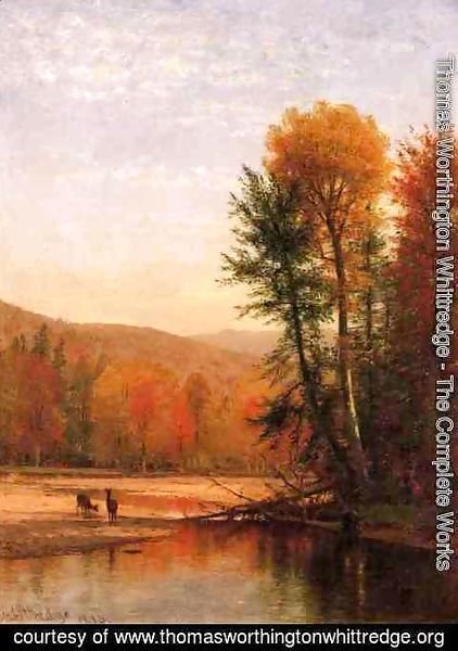 Thomas Worthington Whittredge - Deer in an Autumn Landscape