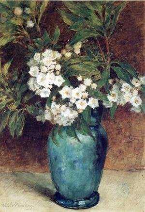 Thomas Worthington Whittredge - Laurel Blossoms in a Blue Vase